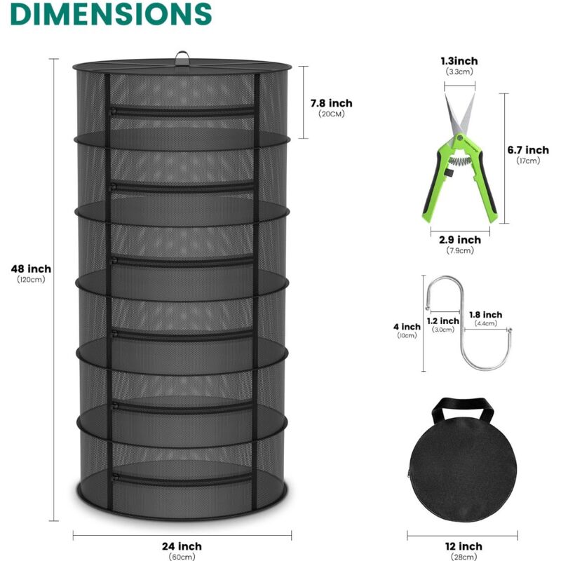 Mars Hydro 6-lagiges Kräutertrockengestell mit Aufhängenetzen und Gartenschere