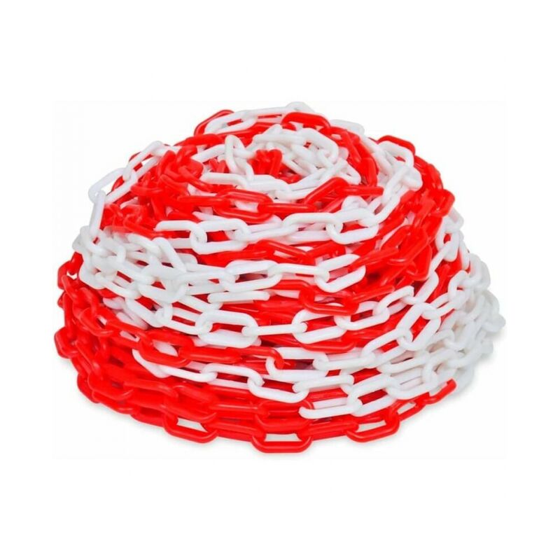 6 mm x 10 m rote und weiße Kunststoff-Warnkette, Signalkette, Straßenkegel-Verbindungs-Warnkette, rote, weiße, gelbe und schwarze Isolationskette