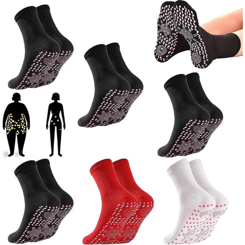6 Paar Turmalin-Akupressur-Socken zur Selbsterhitzung beim Abnehmen, Schlankheitssocken, Turmalin-Gesundheitssocken, Schlankheitssocken
