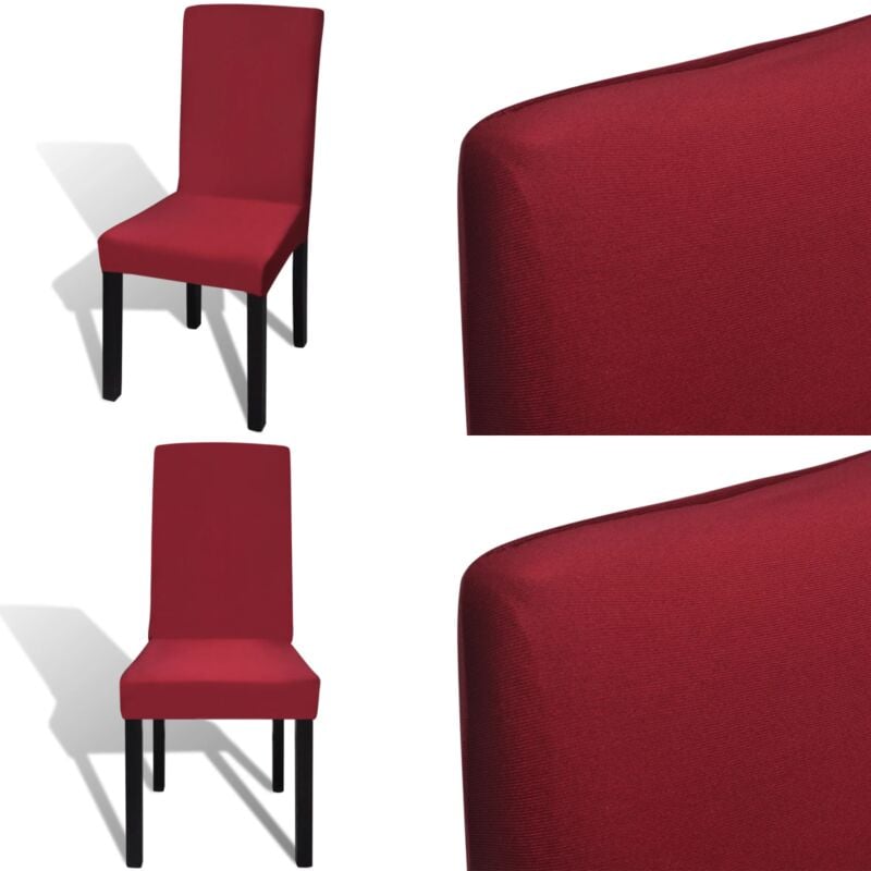 6 Stk. Bordeaux Stuhlhussen Gerade Dehnbar - Husse - Hussen - Home & Living - Rot