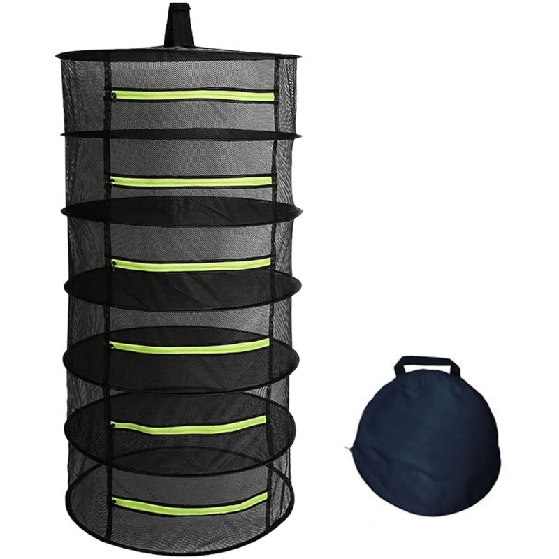 6-stöckiges hängendes Kräuter-Trockengestell aus Netzgewebe mit Reißverschlussöffnung, Kräuter-Trockengitter