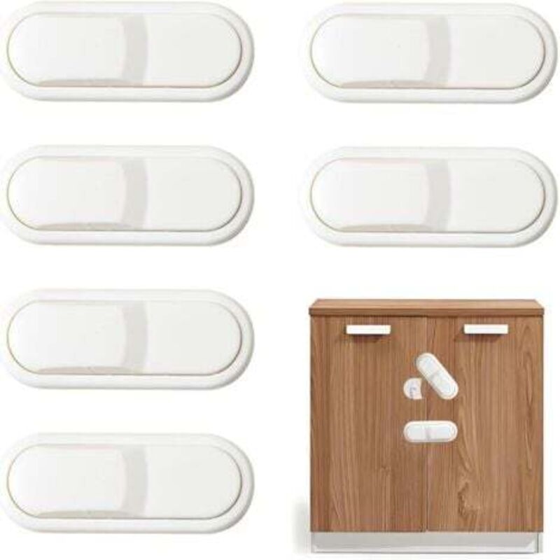 6 Stück Baby Türschloss, Kindersicherung Schubladensicherung, Baby Schranksicherung, Baby Sicherheitstür mit Kleber, Ohne Bohren für Schrank Fenster