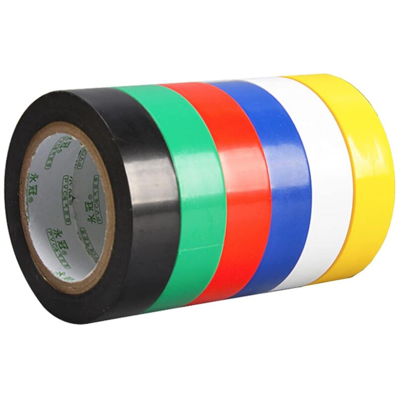 6 Stück elektrisches Isolierband, PVC-elektrisches Isolierband, wasserdichte elektrische PVC-Klebebänder, geeignet für die Kabelreparatur, um