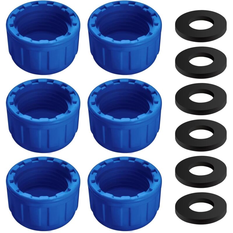 6 Stück G1/2 PVC-Gewindestopfen, Siphonrohrverschluss, runder PVC-Rohrverbinder mit Gummidichtung zum Abdichten von Verbindungen an dünnen Rohren