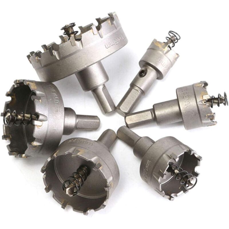 6 Stück HSS-TCT-Kettensägen-Kernbohrer aus Hartmetall, 22–65 mm