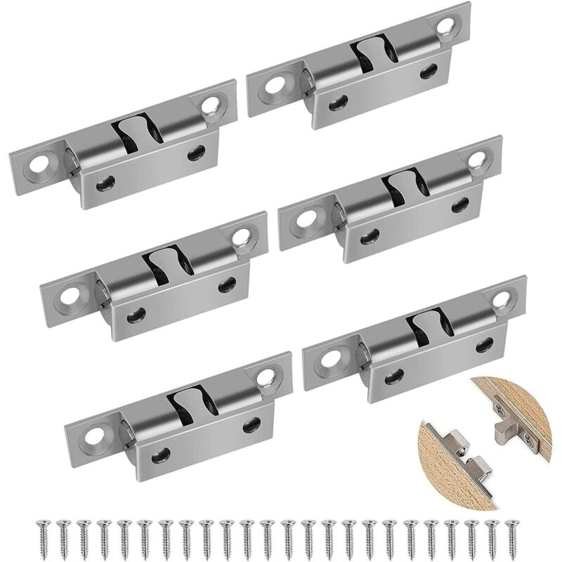 6 Stück Kugelriegel, Doppelkugelriegel, verstellbarer Doppelkugelriegel, massive Doppelkugel-Türschlösser, für Küchenmöbel, Schränke