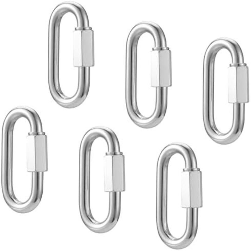 6 Stück M8 Karabinerhaken Schwerlast, Karabiner für Outdoor, Carabiner Haken für Schaukel, Schraubkarabiner Schnellkupplung Kette, für Outdoor,