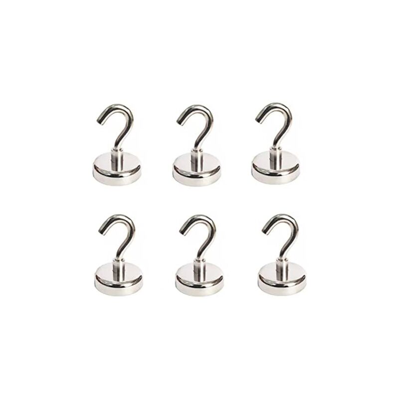 Ersandy - 6 Stück Magnethaken 18LB Pull Extra Strong Neodym-Magnethaken, Magnethaken Heavy Duty, Magnete mit Haken für Kühlschrank, Heavy Duty Cruise