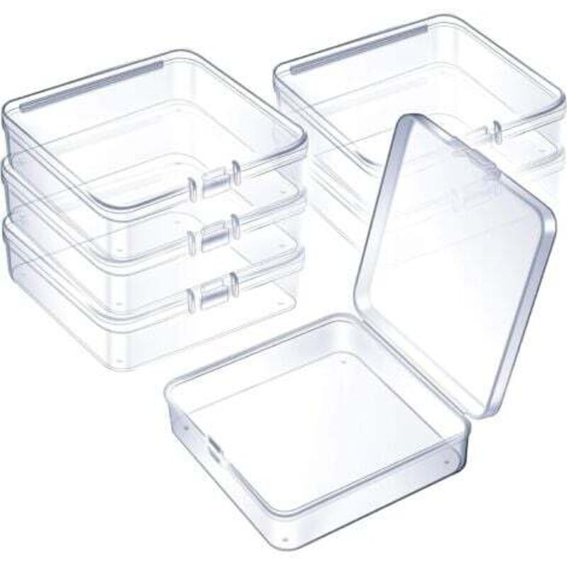 (6 Stück) Mini-Perlen-Aufbewahrungsbehälter aus transparentem Kunststoff zur Aufbewahrung von kleinen Gegenständen, Perlen, Schmuck, Visitenkarten,