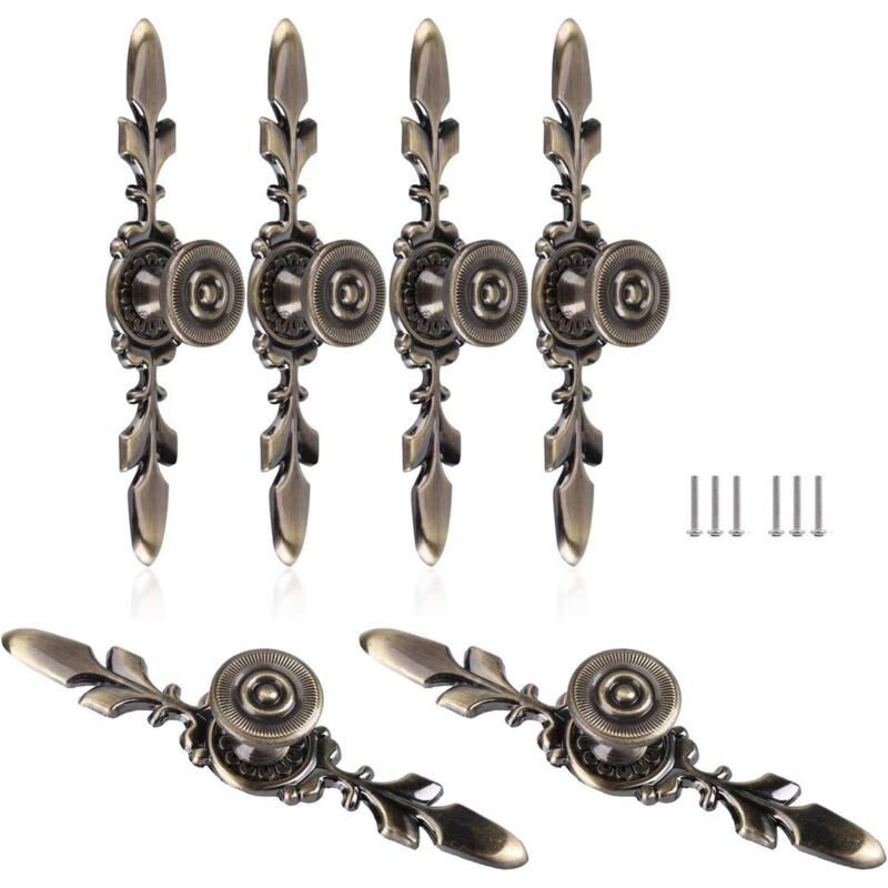 6 Stück Schubladengriffe aus Zinklegierung im Vintage-Stil, antike Zuggriffe, Möbelknöpfe für Schubladen, Kleiderschränke, Schränke mit Schrauben zur