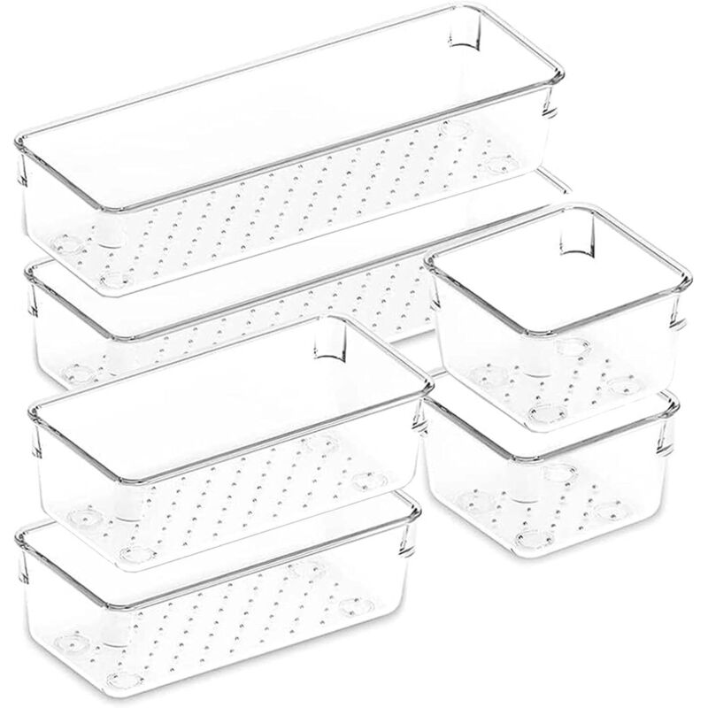 6-teilige Schubladen-Organizer, transparenter, rutschfester Schubladen-Organizer, Küchenschubladen-Aufbewahrung, Badezimmer-Aufbewahrung und