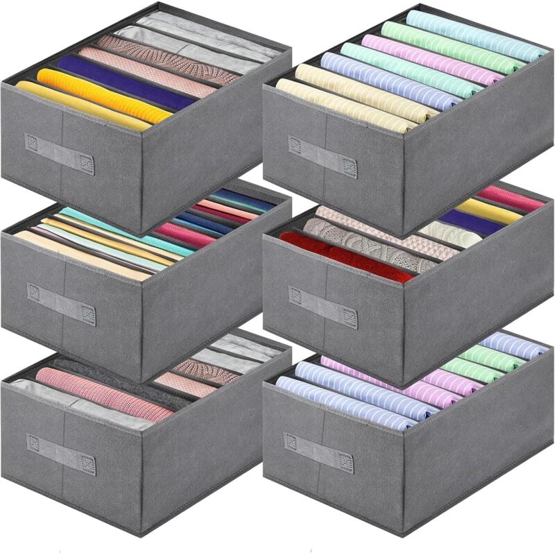 6-teiliger Kleiderschrank-Organizer, faltbare Aufbewahrungsbox für Ankleidezimmerkleidung, Kleiderschrank-Organizer mit Griff, Aufbewahrung für