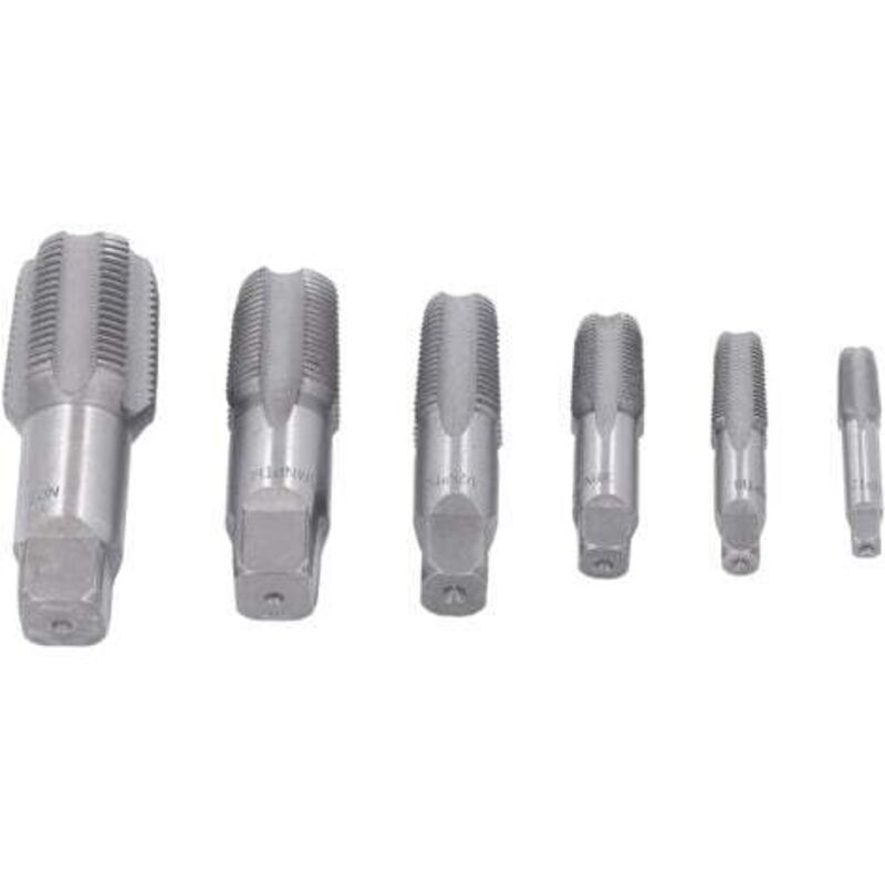6-teiliger Rohrgewindebohrer npt 1 Zoll 3/4 Zoll 1/2 Zoll 3/8 Zoll 1/4 Zoll 1/8 Zoll Kohlenstoffstahl-Gewindeschneidwerkzeug-Set für pvc