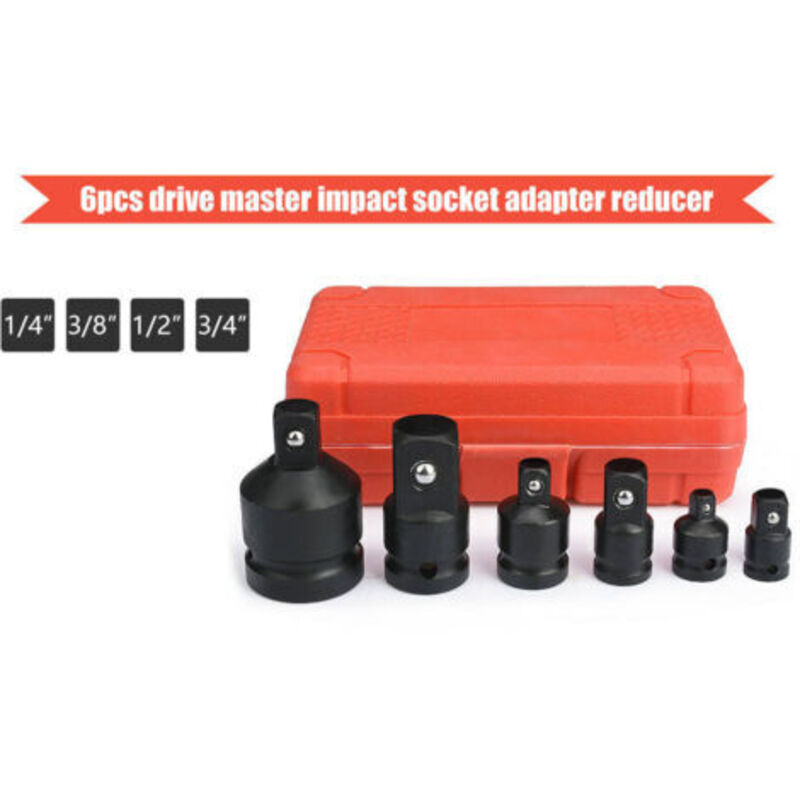 6-teiliger Schlagschrauber-Adapter und Reduzierstücke, 1/4 Zoll, 3/8 Zoll, 1/2 Zoll, 3/4 Zoll, Chrom-Vanadium-Stahl,