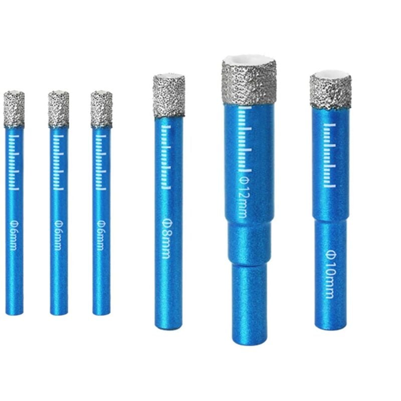 6-teiliges Diamantbohrer-Set für Porzellan, Fliesen, Granit, zum Bohren von Granit, Keramik, Porzellan, Marmor, Hartfliesen, Stein, Glas und mehr (6,