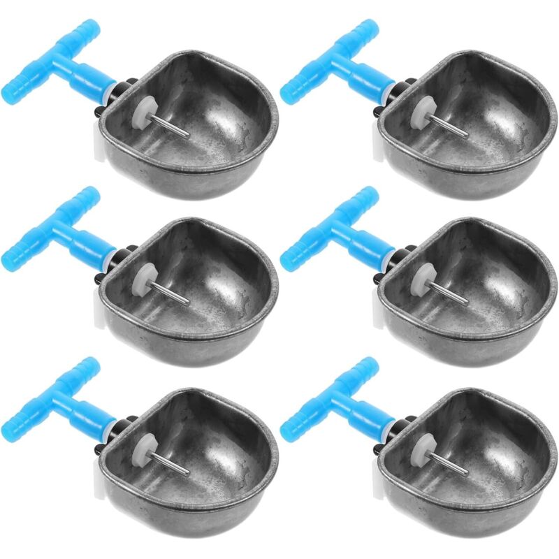 6-teiliges Edelstahl-Kaninchentränke-Set mit automatischem Napf, geeignet für Käfig/Stall, bissfester Wasserspender für komfortable Fütterung von