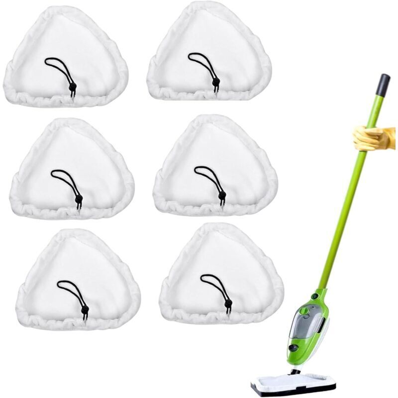 6-teiliges Ersatztuch-Set für Dampfreiniger, Mikrofaserpads, dreieckige Mikrofaser-Bodentücher, für Dampfreiniger, Haushaltsreinigung, universell