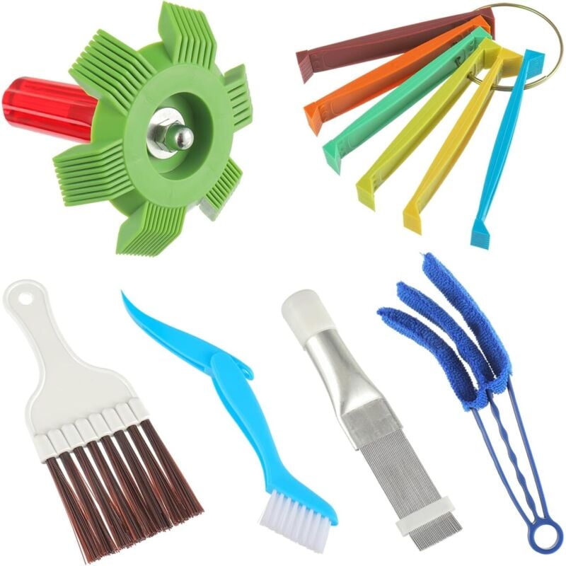 Sjqka - 6-teiliges Klimaanlagen-Reinigungsset, Klimaanlagen-Wippen-Haarkamm, Heizkörper-Reinigungswerkzeug Passend für Heizkörperverdampfer