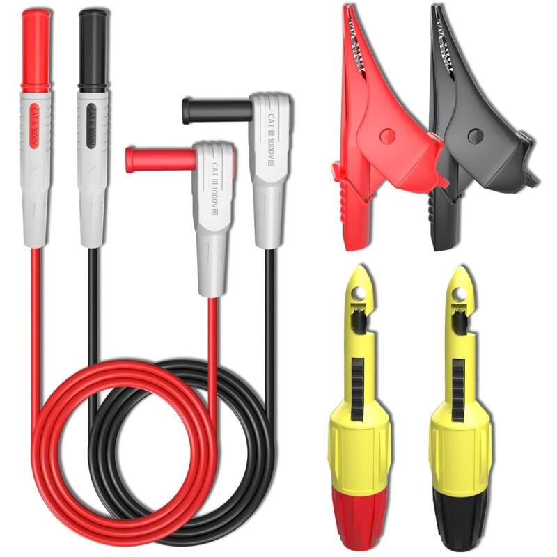Dolaso - 6-teiliges Multimeter-Messleitungs-Set mit Krokodilklemmen, Draht-Piercing-Sonden, 4-mm-Piercing-Clip für Thermometer-Tests,
