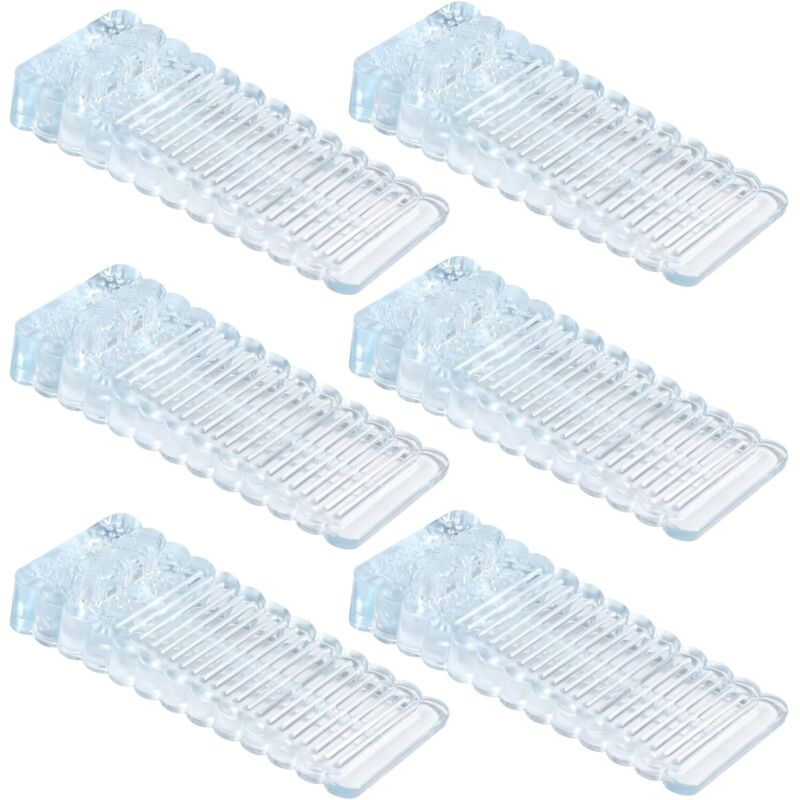 6-teiliges Set PVC-Türstopper, höhenverstellbare und stapelbare Boden-Türkeile, transparente Türstopper für Türen und Böden