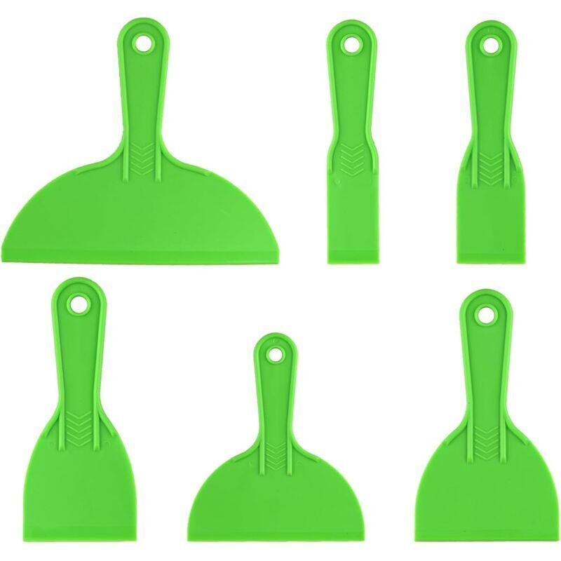 6-teiliges Spachtelmesser, Kunststoffspatel, Farbschaber-Werkzeug für Aufkleber, Tapeten, Auto-Backen – 1,5/2/3/4/6/8 Zoll (Grün)