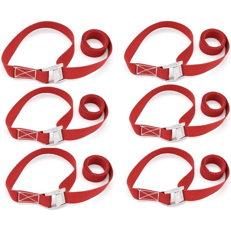 6-teiliges Spanngurt-Set, verstellbare Ratschen-Spanngurte, Fahrradträger-Kupplungsgurt-Set mit Tragetasche, für Motorrad, Auto, Anhänger, Gepäck,