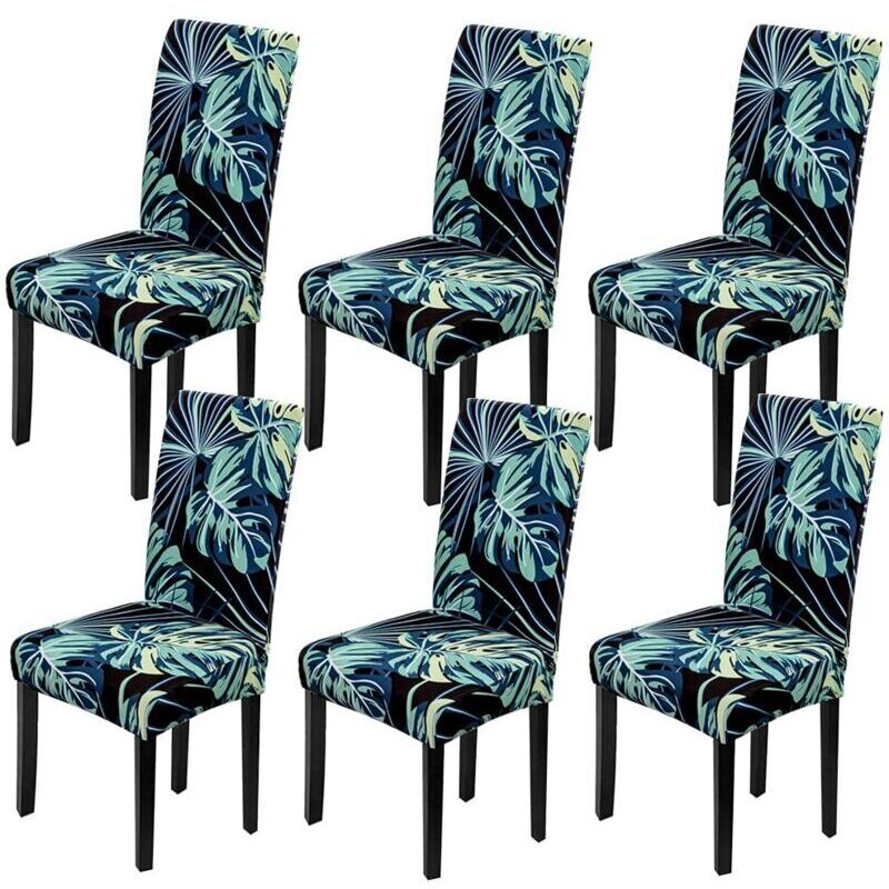 6-teiliges Stuhlhussen-Set, dehnbar, abnehmbar, waschbar, moderne Stuhlhussen mit hoher Rückenlehne für Esszimmerstühle