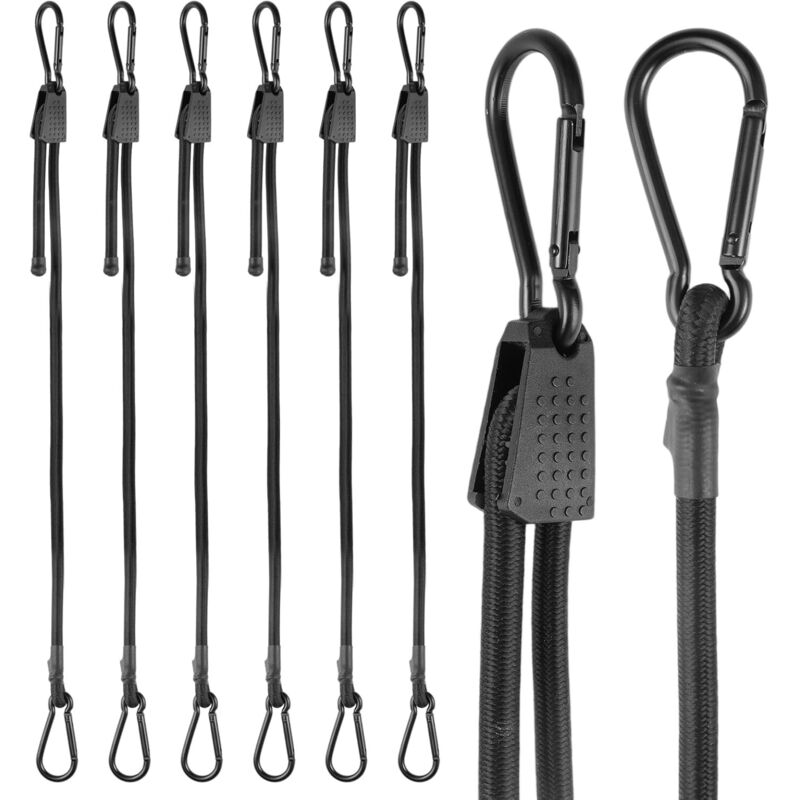 6 verstellbare elastische Karabiner, 100 cm, 2,5-fache Elastizität, zum Transport von Gepäck/Markisen