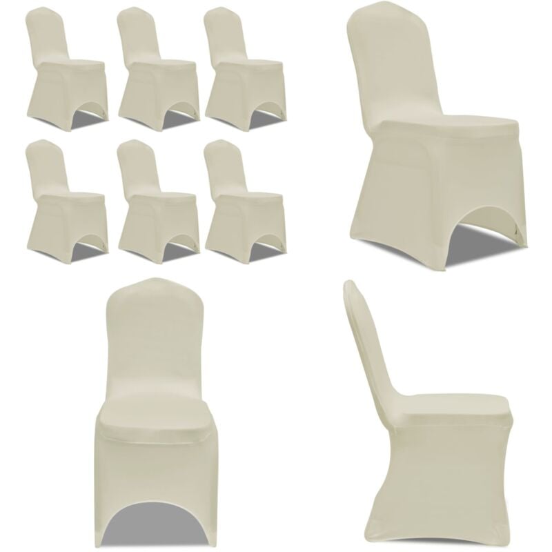 6 x Stuhlhusse Stretchhusse cremefarben - Stuhlhussen - Stretch Stuhlüberzug - Home & Living - Creme