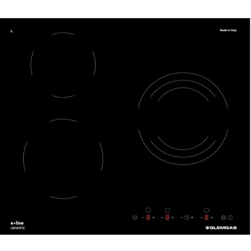 60 cm glaskeramik-kochfeld mit 3 kochzonen, 6000 w - Glem Gas - GTH63ET