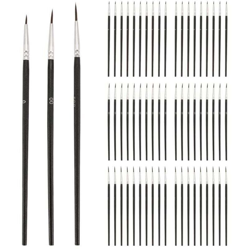 60 feine Detailpinsel in 3 Größen (0, 0, 0, 0) für Miniatur- und Präzisionsmalerei