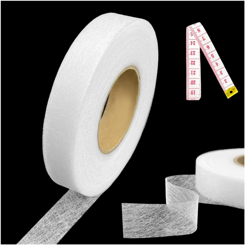 60 Meter Bügelsaumband – 20 mm breit – Nahtloses Saumband für Hosen, Gardinen und Stoffe – Einfache Anwendung – Bügelklebeband