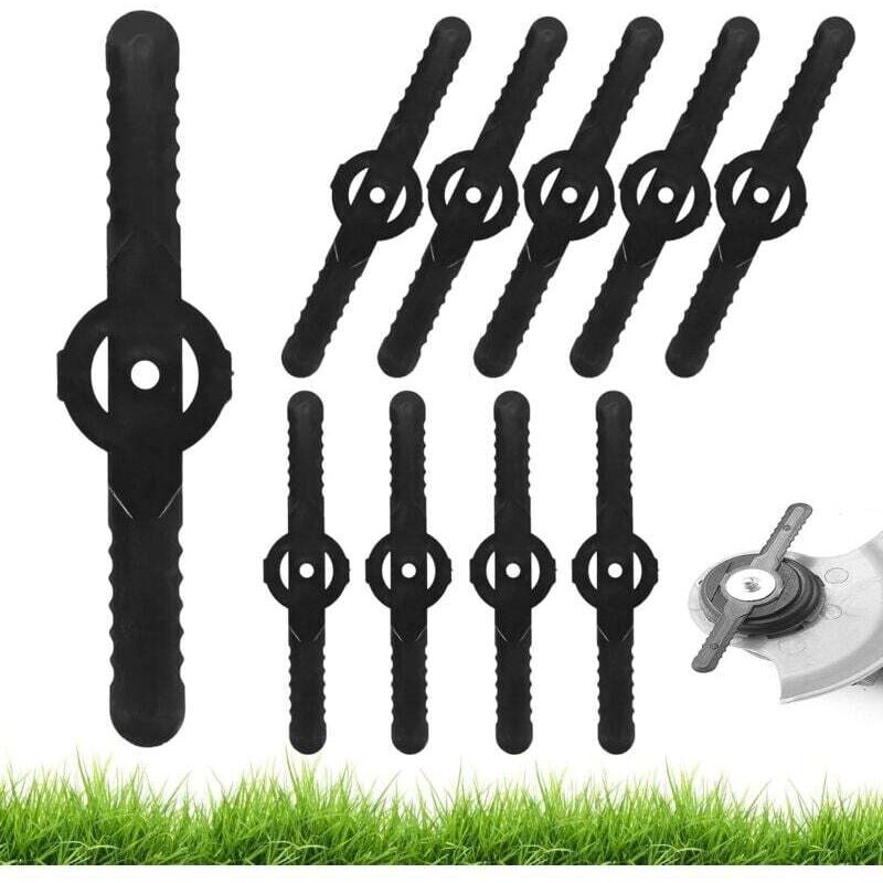 60 schwarze Kunststoff-Ersatzmesser für Rasentrimmer, 14 cm, Kunststoffmesser für Rasentrimmer, Kunststoffmesser für Rasentrimmer mit Messer (ohne