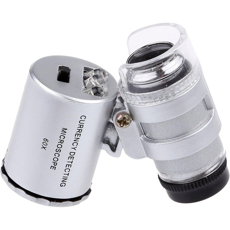 Aougo - 60X Mini-LED-UV-beleuchtete Juwelier-Einzelhandelslupe (60X)