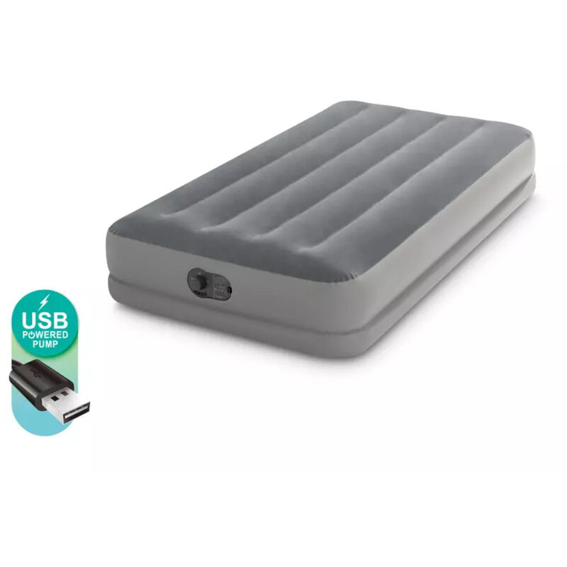 64112 Twin Dura-Beam Prestige Mid-Rise Luftbett mit USB-Pumpe 99x191x30cm - Intex