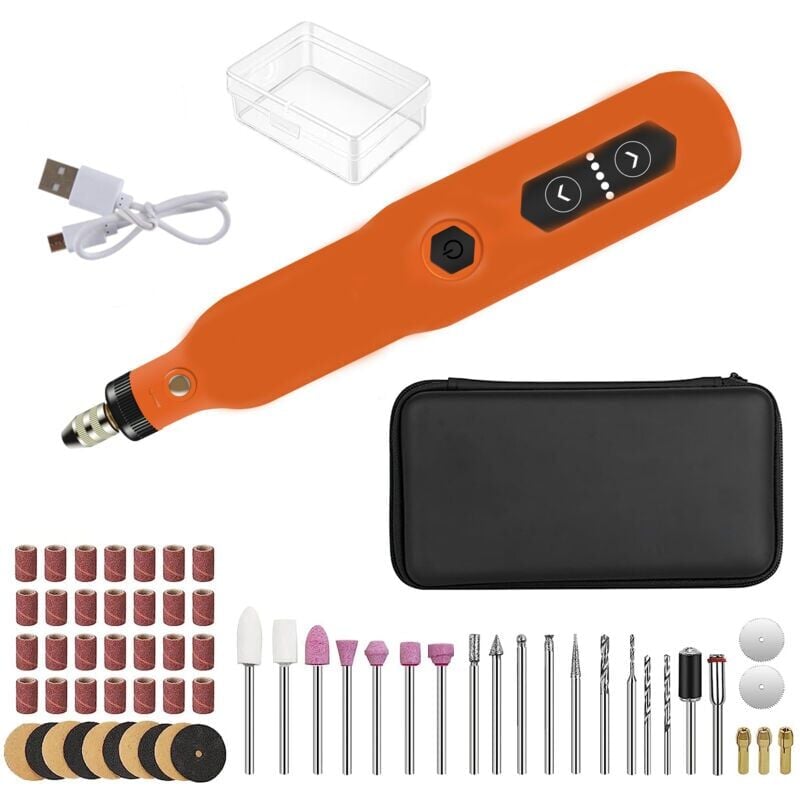 SNQ - 65-teiliges Zubehör, 3,7 v kabelloses Multifunktions-Rotationswerkzeug, 16000 U/min max., Mini-Akku-Bohrmaschine mit LED-Licht, Polieren,