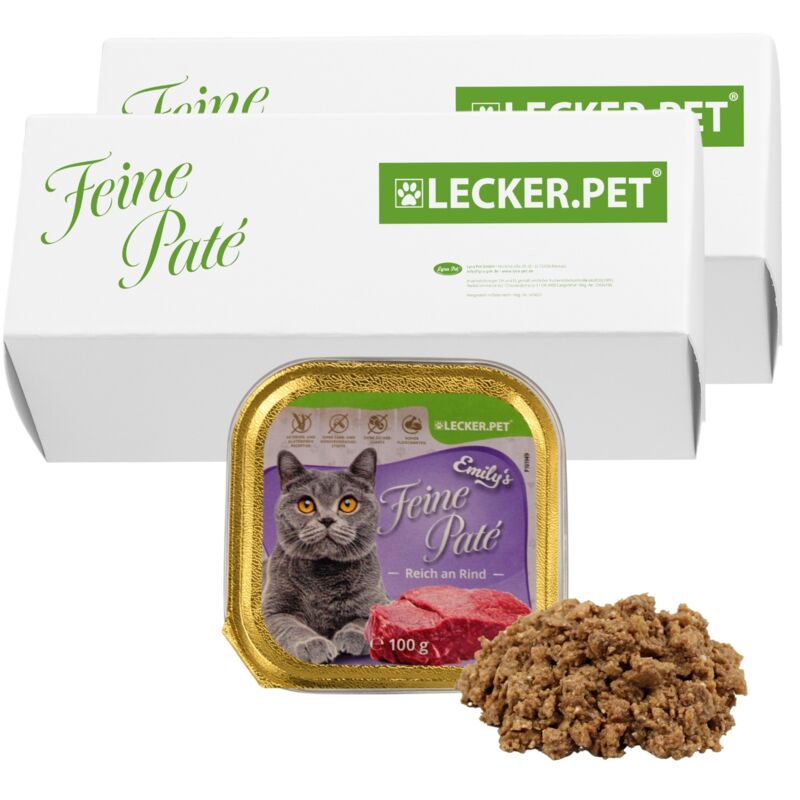 34 x 100 g Lecker.Pet® Emily's Feine Paté Reich an Rind Katzenfutter Nassfutter Vollnahrung