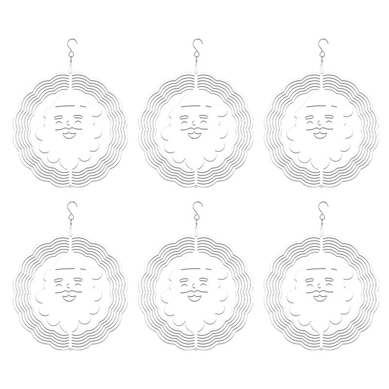 6er-Pack 8 Zoll Sublimation Wind Spinner Rohlinge Weihnachtsmann Spinner Hängen für Outdoor Garten