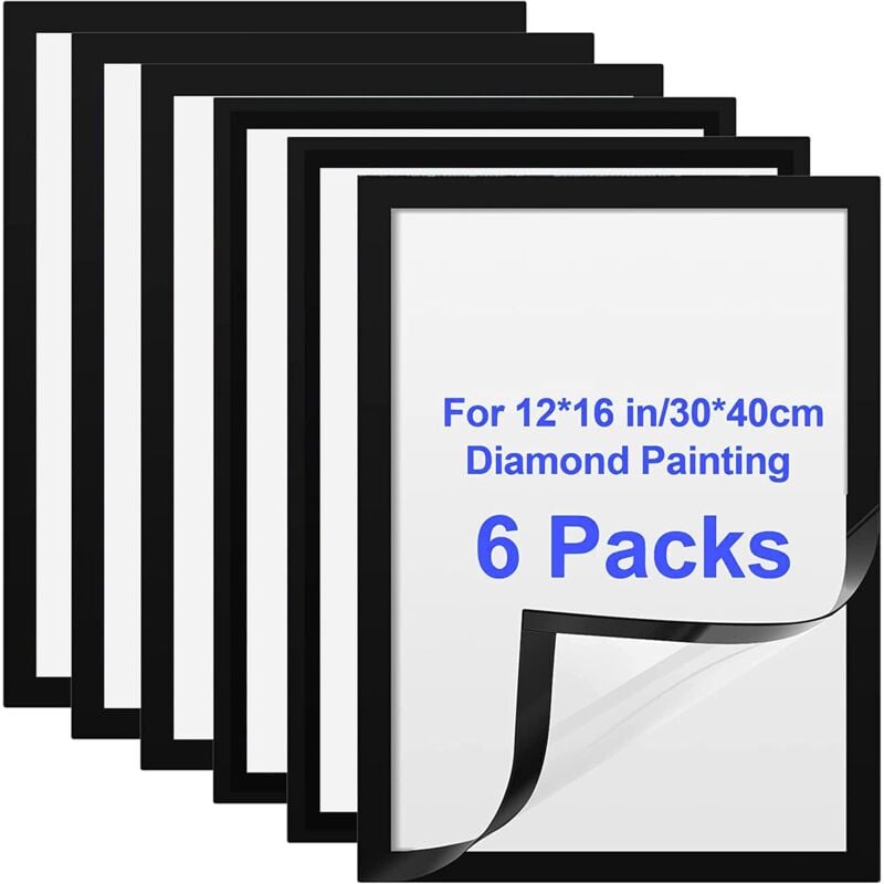 6er-Pack Diamant-Malrahmen, Rahmen für 30 x 40 cm große Diamant-Kunstleinwände, magnetischer Diamant-Malrahmen, selbstklebend, Diamant-Kunstrahmen