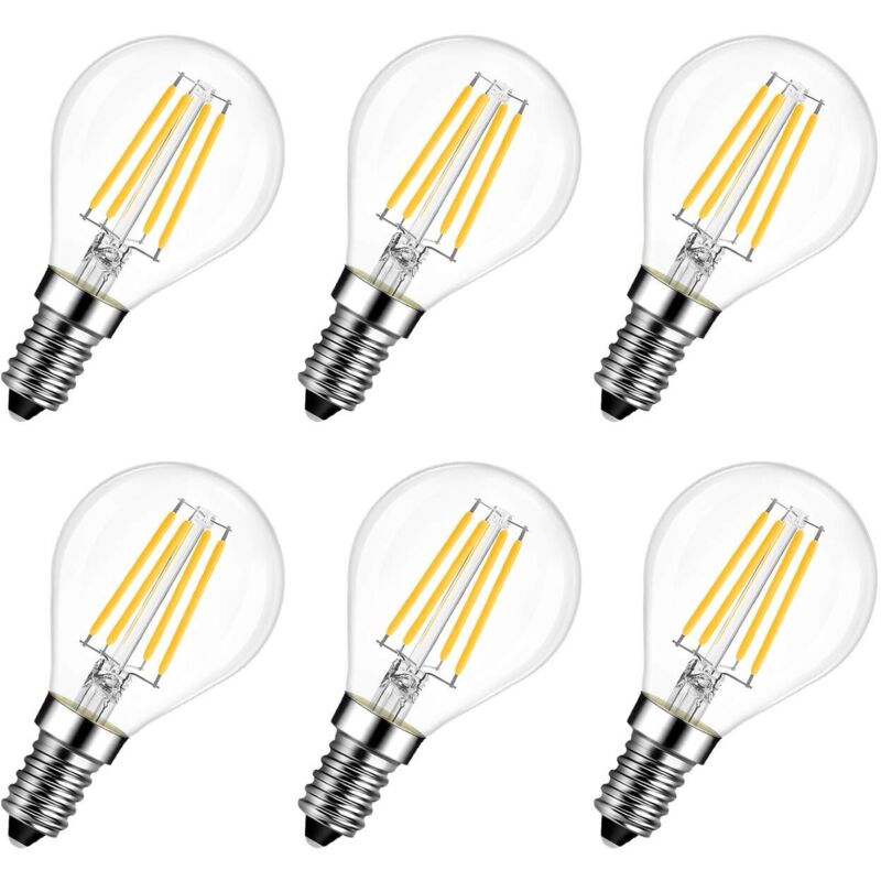 Kcvv - 6er-Pack E14 6W 2700K LED-Lampen - ersetzt 60W, rustikaler Lampen-Glühfaden-Stil (Warmweiß)