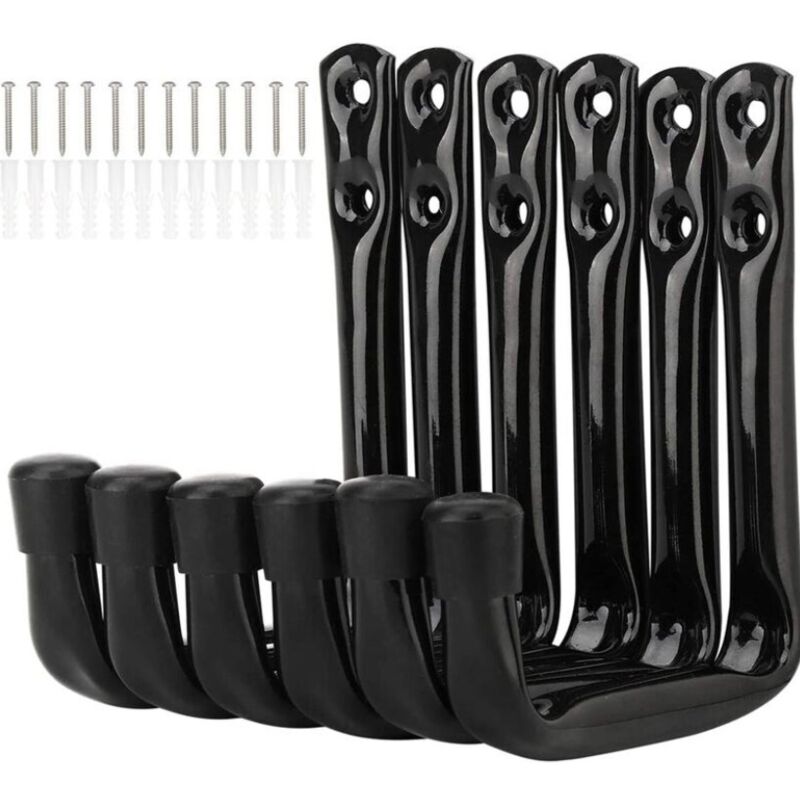 Linghhang - 6er-Pack Fahrrad-Wandhaken, robuste Aufbewahrungshaken für die Garage mit Schrauben