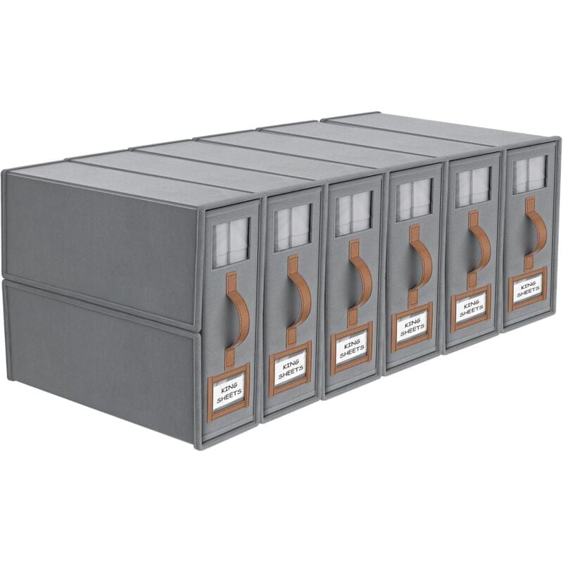 6er-Pack faltbarer Bettlaken-Organizer und -Aufbewahrung, Wäscheschrank-Organizer mit Fenster, faltbare Bettzeug-Aufbewahrung mit robustem Griff für