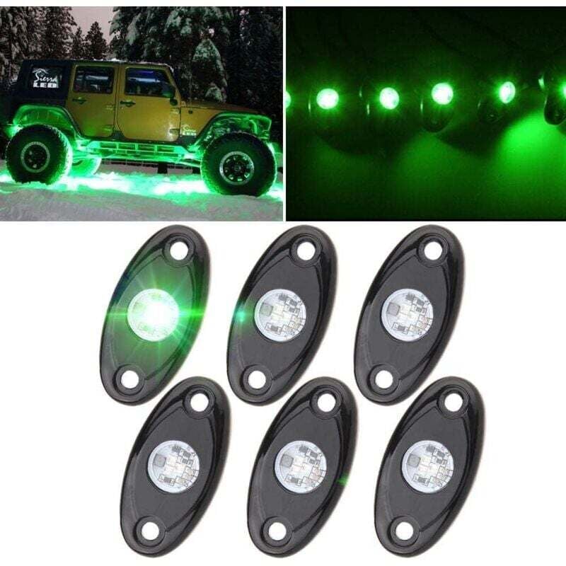 6er-Pack grünes LED-Rock-Light-Kit mit 6 Pods für Geländewagen, lkw, Auto, atv, suv, Motorrad, Unterbodenbeleuchtung, Trail-Lampe, Kotflügellicht