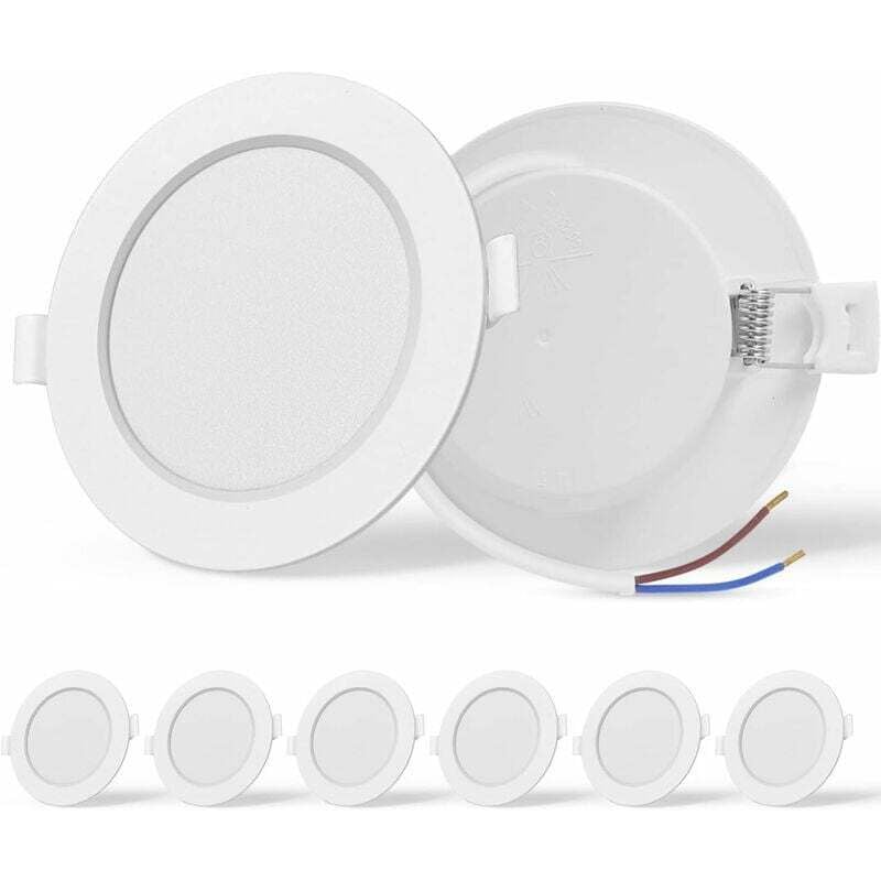 6er-Pack LED-Einbaustrahler, extra flach, hohe Helligkeit, 9 W, entspricht 72 W Glühlampe, Warmweiß 3000 K, AC 230 V, Einbaustrahler für Badezimmer,