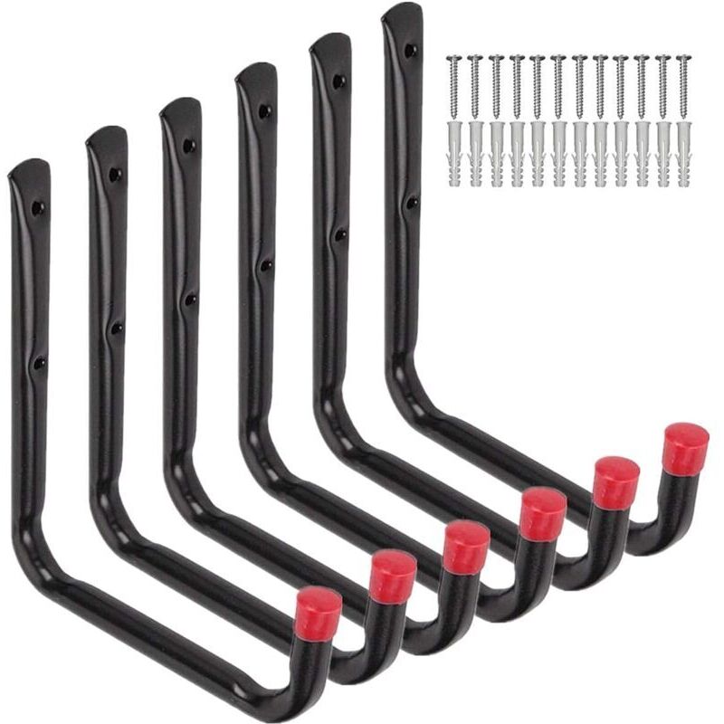 6er-Pack robuste Garagen-Aufbewahrungshaken, 17 cm Wandaufhänger für Gartenschlauch, Klappstuhl und Fahrrad