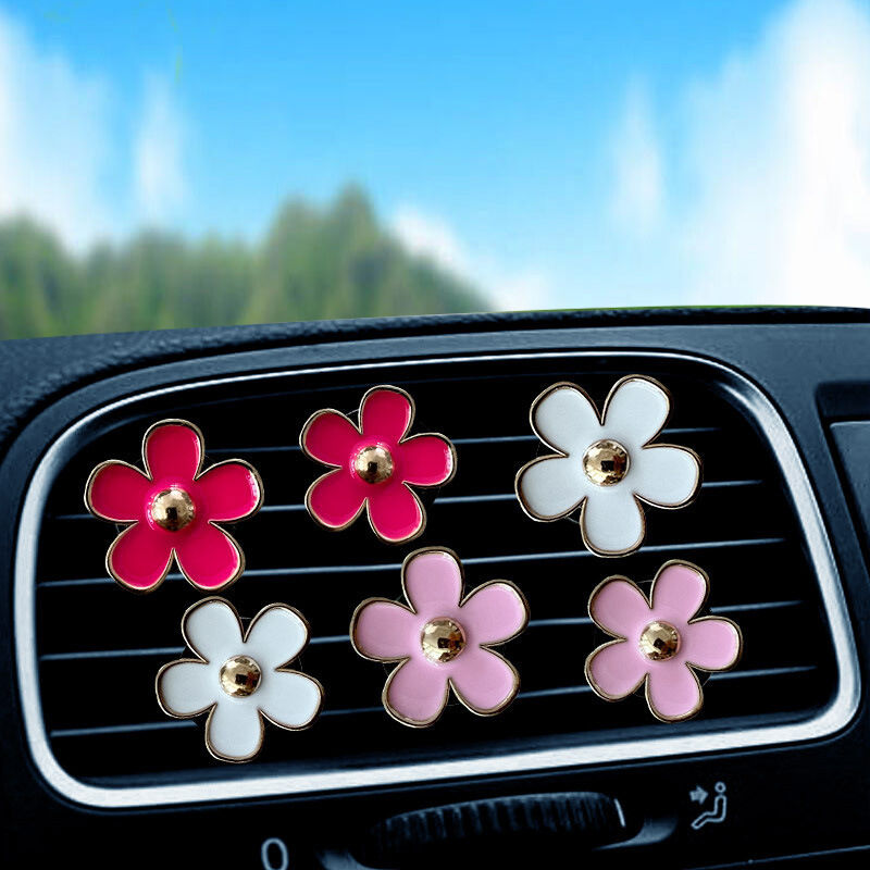 Gabrielle - 6er Set Daisy Flower Vent Clips, Auto Innendekoration, Blumen Auto Vent Clip, Damen Auto Dekoration Zubehör, Daisy Vent Clips für Auto