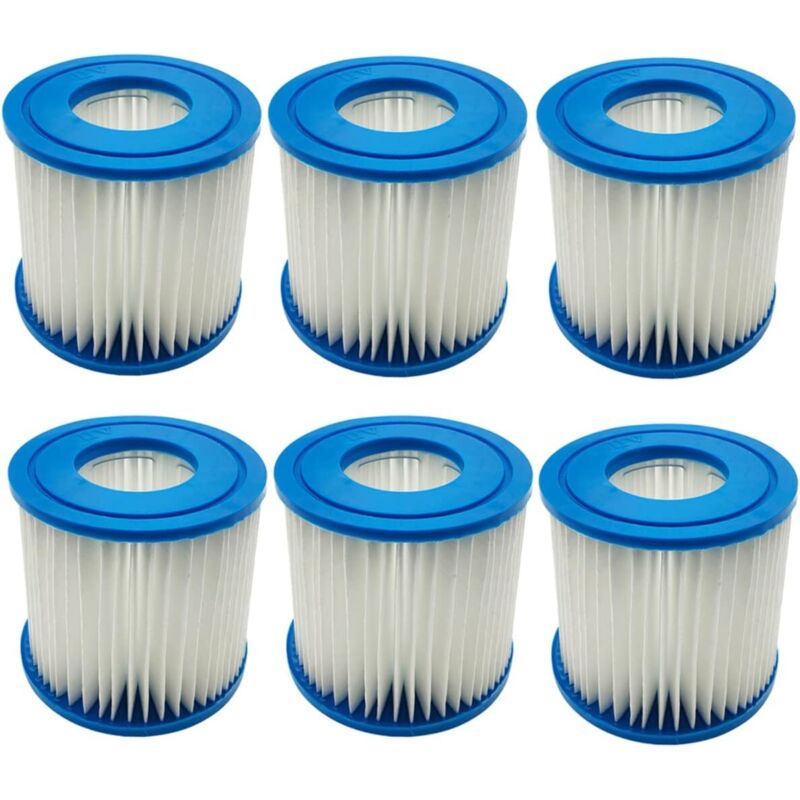 6er-Set Filterpatronen für Intex Typ D VII, Kompatible Ersatzpatronen für Best-Way Typ D Filter für Warmwasser-Spa-Pools