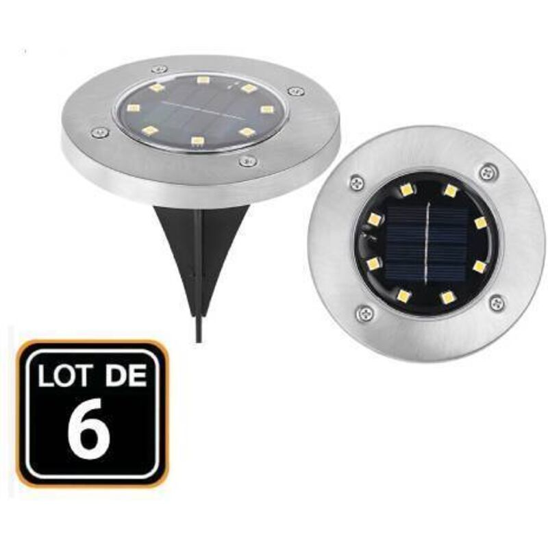 6er-Set Solar-Bodenleuchten, 8 LEDs, wasserdicht, für Gehwege, Rasenflächen, Terrassen, Einfahrten, Höfe und Pools, warmweißes Licht