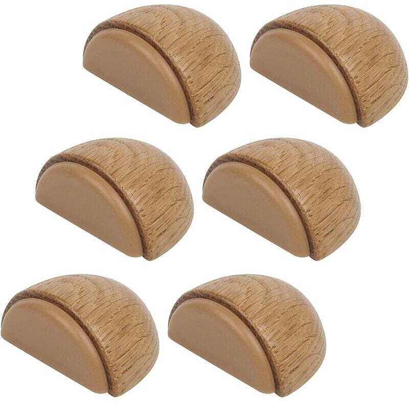 6er Set Türstopper - Selbstklebender Türstopper aus Holz für Fußböden und Parkett - Selbstklebender Türstopper - Türstopper (Eiche Natur)