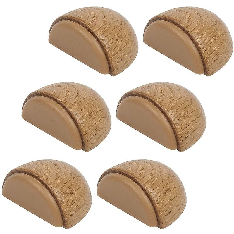 Woosien - 6er-Set Türstopper – Selbstklebender Türstopper aus Holz für Fußböden und Parkett (Eiche natur)